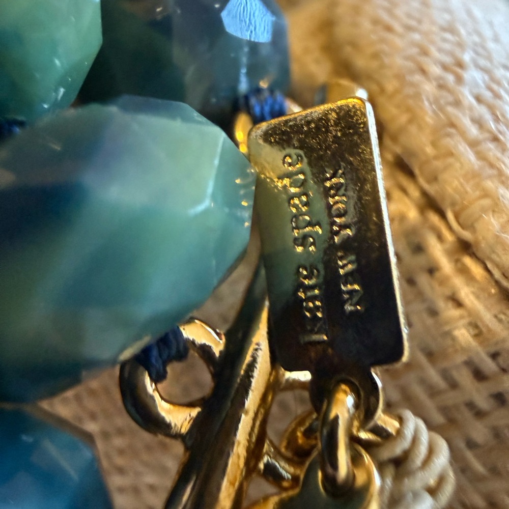 Kate Spade Give It A Swirl Royal Blue Green Beaded Statement Necklace WBRU4847 - Picture 7 of 9